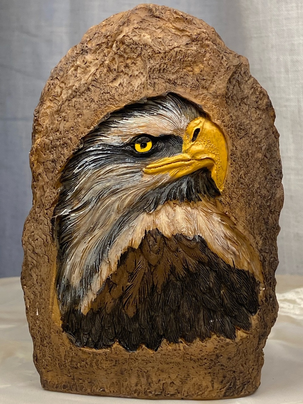 Vintage Pacific Rim Int’l Cast Stone Bald Eagle Relief Sculpture Wildlife Bust
